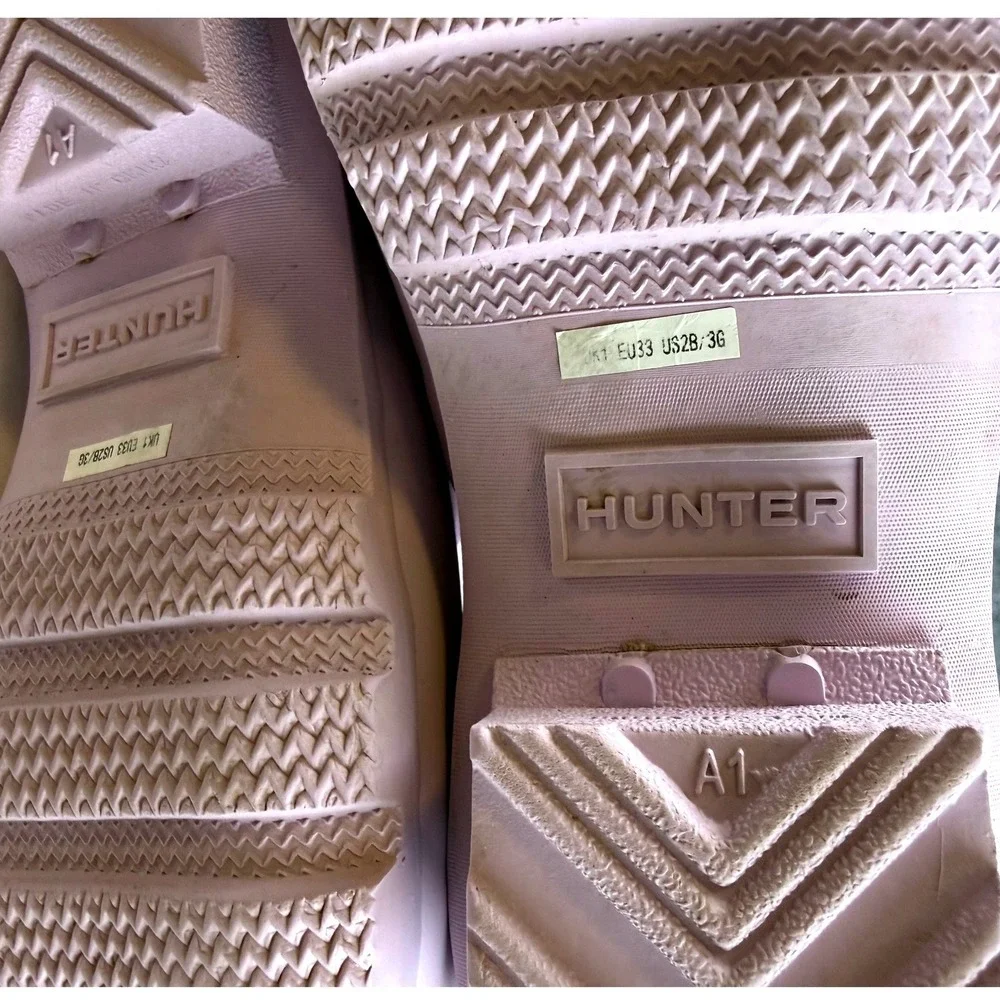 Hunter Orig Tall Rain Boots Lavender Pastel Purple Waterproof Girls Sz 2 Lit Kid